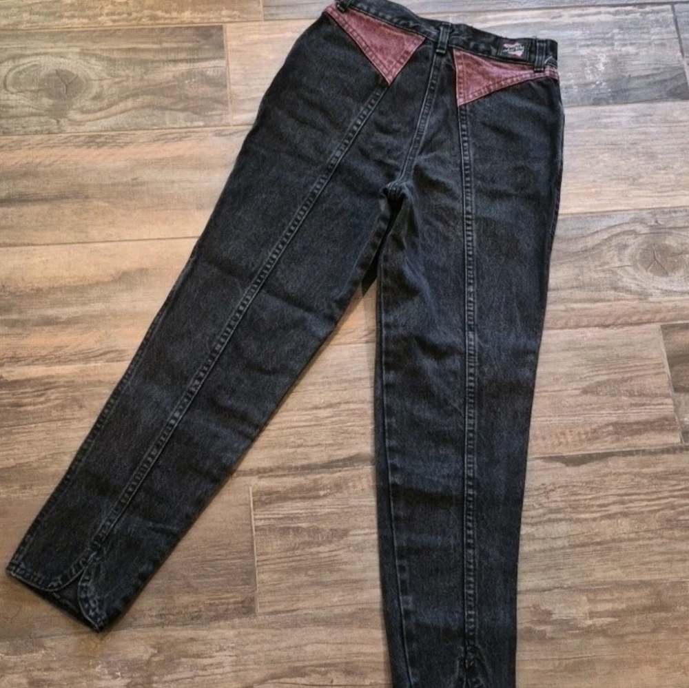 Girl's 12/14 Vintage Chic Kids Perfectly Faded Black Denim High Rise Jeans - Picture 4 of 12